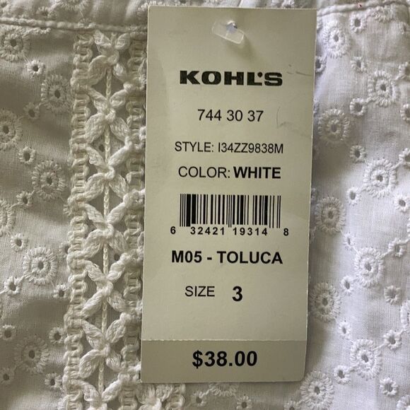 NWT Wrapper for Kohls White Eyelet Lace Hem Skirt Size XS/S - elegant - Picture 4 of 7